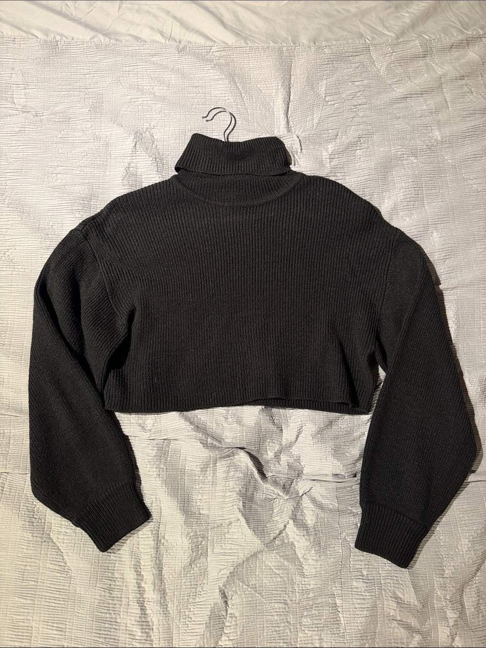 Divided Cropped Black Turtleneck Sweater